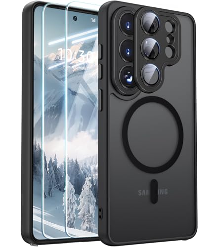 JAME Case for Samsung Galaxy S26 Ultra with 2 Screen Protectors and Full Camera Protection, Compatible with MagSafe, Shockproof, Scratch-Resistant, Translucent Matte Mobile Phone Case for Samsung S26 Ultra, Black