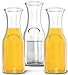 Lux Glass Carafe Set, 1 Liter Drink Pitcher & Wine Decanter, Mimosa Bar Carafes & Juice Glasses, Easy Pour Bottles, 34 oz