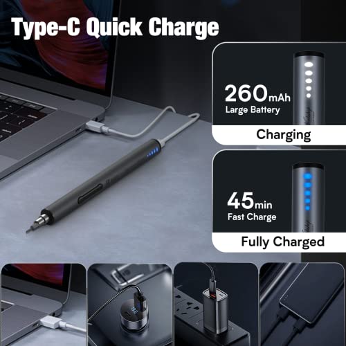 PKEY Electric Screwdriver, Cordless Screwdriver with 32 Magnetic Bits & 4 LED Lights, Torque Adjustment, Rechargeable 2000mAh Battery, Repair Tool Kit for Door Locks, Printers, Computer, Bicycle