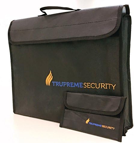 Fireproof Documents Bag and Waterproof Money Bag For Safe - Fire &amp; Water Protective Storage with Velcro + Zipper Double Closure &amp; BONUS Fireproof Envelope Pouch