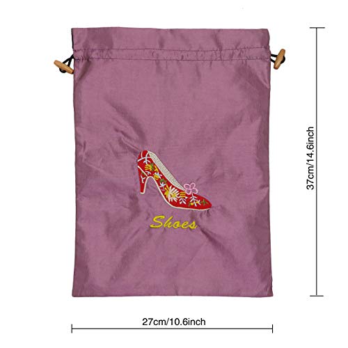Ouyatoyu 5pcs Embroidered Silk Jacquard Travel Bag, Laundry Bags Shoe Bags, Lingerie Bags Underwear Bags for Travel Storage for Men Women Washable Cloth Shoe Bags