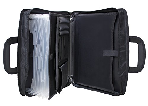 Snail&Hawk Business Portfolio Briefcase Folder Organizer with Zipper Closure and Handle for Men/Women,Black