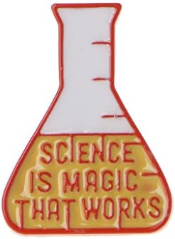 Hoiert Lovely Mini Science Experiment Cup Brooch Science Is Magic Enamel Lapel Pin Jewelry Gift For Kids