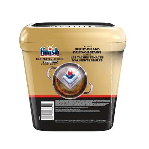 FINISH ULTIMATE QUANTUM INFINITY SHINE DISHWASHER PODS, NEW & IMPROVED FORMULA, DISHWASHER DETERGENT DISH SOAP, REMOVES BURNT-ON & DRIED-ON STAIN, DEGREASING, SCRUBBING, & SHINING POWER, 62 COUNT