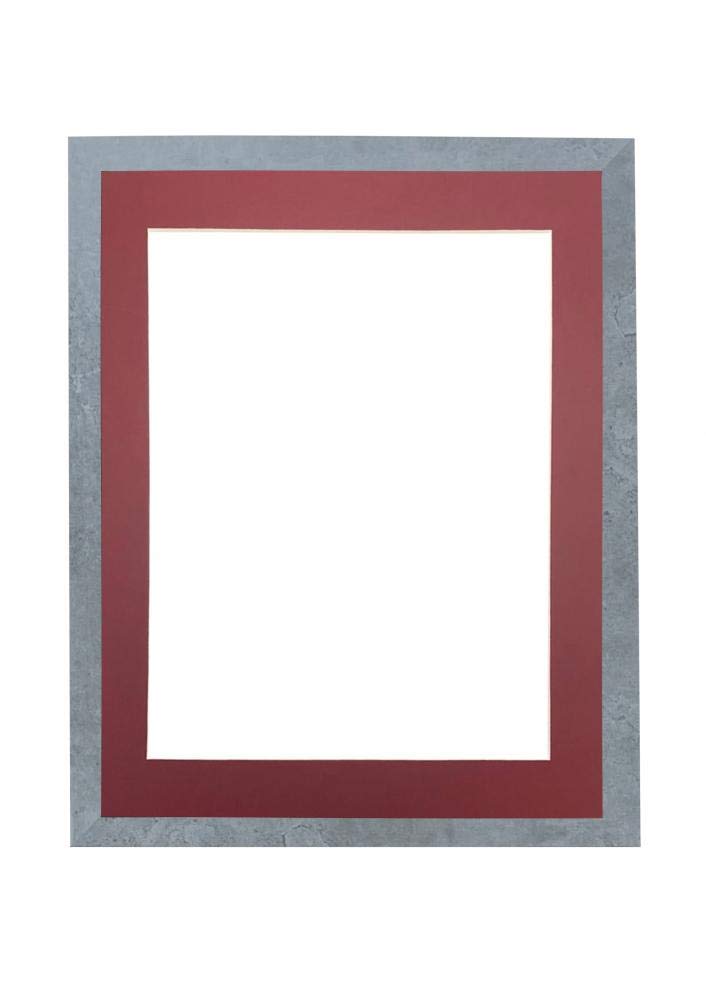 FRAMES BY POST H7 Picture Photo Frame Mineral Grey with Red Mount 50 x 40 Image Size 40 x 30 cm Plastic Glass