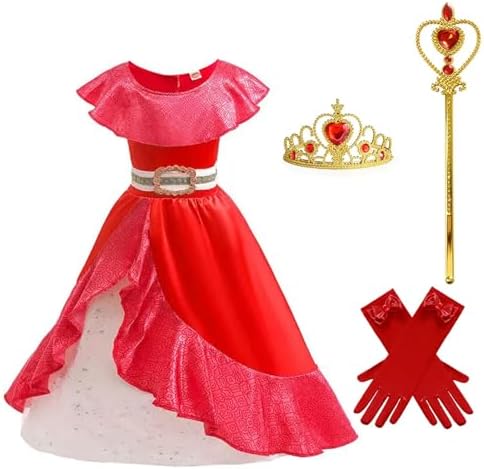 Amazon.com: Elena Dress Traditional Spanish Princess Dress up Costume for  Girls Tiara Costume (Red, 2-3T) : Clothing, Shoes & Jewelry