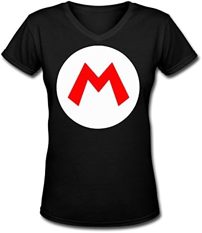 Mario M Logo V-Neck T Shirts/Short Sleeve/Jersey/Tshirts For Womens Black