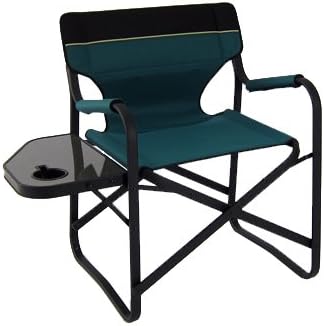 Onway Aluminum Portable Folding Deck Chair with Side Table (Green) - Camping Chair / Director Chair / Outdoor Chair / Garden Chair / Tailgating / Event