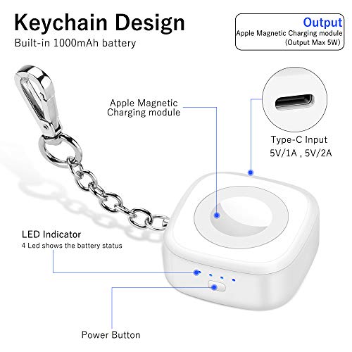 【Apple MFi Certified】 Portable Charger for Apple Watch 1000mAh