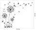 Dooboe Dandelion Wall Decal - Wall Stickers Dandelion Art Decor- Vinyl Large Peel and Stick Removable Mural