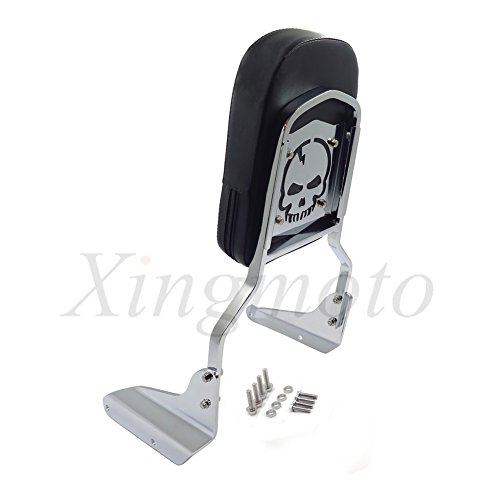 NBX- Chrome Skull Backrest Sissy Bar with Leather Pad For Honda Magna 750 VF750/250 VF250