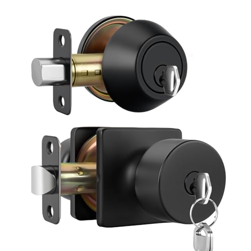 Photo 1 of Goldenwarm Matte Black Door Knobs Interior, Privacy Bedroom Door Knob with Lock, Black Interior Door Knobs Bathroom 1 Pack