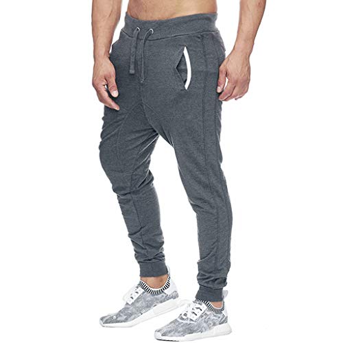 TIMEMEANS Casual Pants Mens Fashion Elastic Band Pocket Tight-Fitting Trousers