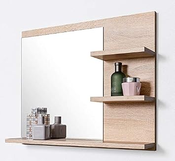 DOMTECH Badspiegel mit Ablagen Wandspiegel Weiß Badezimmer ...