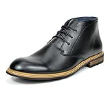 Bruno Marc Men's Bergen-02 Black Leather Lined Oxfords Dress Ankle Boots - 9.5 M US