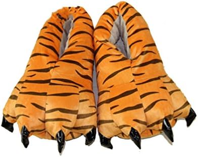 Meledy Women's Homewear Feet Cartoon Cosplay Paw Claw Shoes Costume and House Slippers for Adult and Child Tiger Size S