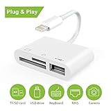 Lighting to SD Card Reader, SD Card Reader for Phone, Trail Game Camera Viewer for Hunting, Lighting to USB Camera Adapter, Digital Camera Reader Converter for Phone/Pad, Plug and Play