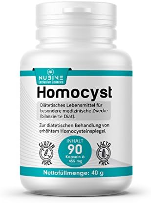 Nubive - Homocyst - Homocysteine Defence - No Magnesium Stearate - Choline - Betaine - B6 - B12 - Folic Acid - 90 Capsules Each 455 mg - 90 Days Package - 100 ml - Net Quantity 40 g