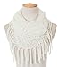AOLOSHOW Winter Warm Crochet Knit One Circle Infinity Loop Scarf, White