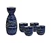 KCHAIN 5 in 1 Ceramic Sake Set Hand Painted Color (Navy blue)
