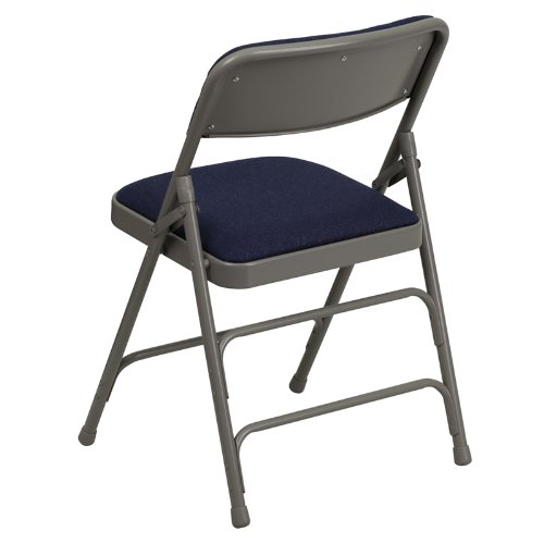 Flash Furniture HERCULES Series Curved Triple Braced & Double Hinged Navy Fabric Metal Folding Chair
