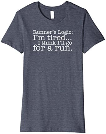 Womens Runner's Logic Funny Quote Running T-Shirt Runner Life Small Heather Blue