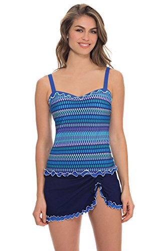 Profile by Gottex Women's Blue Lagoon Underwire Bra Tankini Top (D Cup)