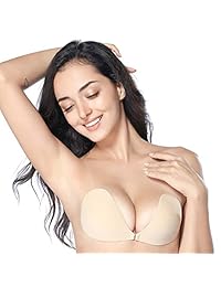 Whifenny Strapless Adhesive Bra for Women Sticky Invisible Backless Push Up Reusable Silicone Bra