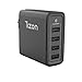 4-port USB Fast Wall Charger (40Watt) w/I+power High speed chip& foldable travel plug, Tizon Voyage for iPhone X, 8/8Plus, 7/7Plus, iPad Pro/Air 2, iPad mini 3,Samsung S8/S7/Edge/Plus&more