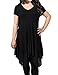 AMZ PLUS Womens Plus Size Short Sleeve Spliced Asymmetrical Tunic Top Black 2XL