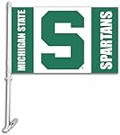NCAA Michigan State Spartans Car Flag with Free Wall Brackett