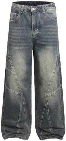 Amazon.com: Generic Men Jeans Stripe Gradient Color Straight Denim