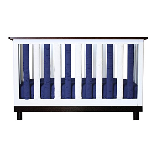 Go Mama Go Pure Safety Vertical Crib Liners 24 Piece in Reversible Cotton, Navy/White