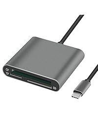 USB-C SD Card Reader, ALIFER 3-Slot Superspeed CF Micro SD SD Card Reader USB 3.0 Aluminum Type C Thunderbolt3 Card Adapter Compatible for MacBook, iPad Pro 2018, Samsung Galaxy S10 S9 More, Gray