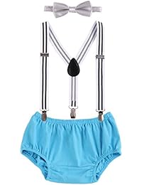 Baby Boys Adjustable Y Back Elastic Strong Clip Suspenders Outfit First Birthday Bloomers Bowtie set Black White Striped