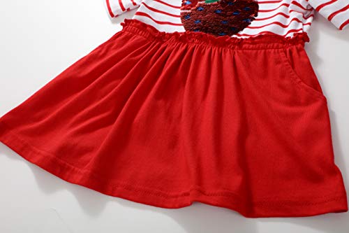 Little Girls Dress Playwear Apple Print Cotton Skirt Short Sleeve Shirts 2T