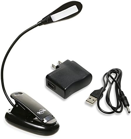 Recycares Clip-On Book Reading Light | Rechargeable LED with Adjustable Gooseneck | Portable, Lightweight | Dual Brightness Settings | Travel Friendly | Incl. Charging Cable and AC Charger