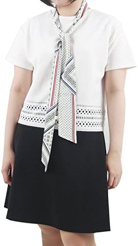 Uniqbay 2.8 x 61 in Skinny Neckerchief Mulipled Pattern Tie Scarves (B_white)