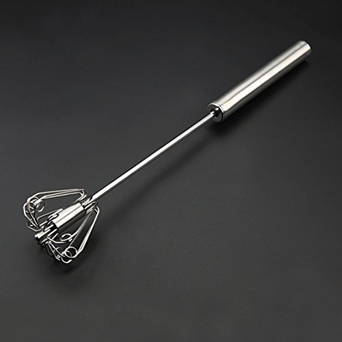 BleuMoo Manual Self Turning Stainless Steel Miracle Push Magic Whisk Mixer Egg Beater