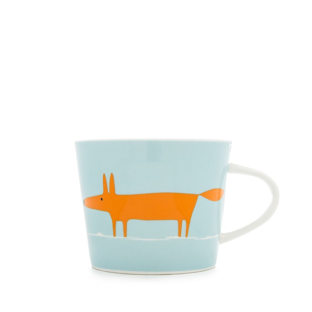 Scion Living - Keith Brymer Jones Collaboration Range - Mr Fox Mini Ceramic Mug - Gift Boxed - Duckegg/Orange - 250ml