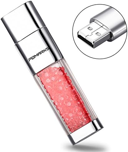 Jewelry Crystalline USB 2.0 Flash Drive 32GB, Fashion Jewelry Bling Shiny Crystal Diamond Flash Memory Stick (32GB, Pink-Stick)