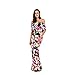 LiMiCao Women Flowers Off Shoulder Ruffle Maxi Sexy Evening Dress