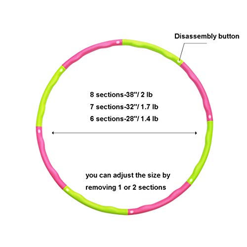 NEOWEEK Hula Hoops for Adults-Weighted Hula Hoop for Exercise-2lb, Detachable Design-2018 Professional Fitness Hula Hoop (Pink-Green) - Thumbnail 5
