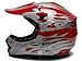 TMS Youth Kids Red Flame ATV Motocross Dirt Bike Off-Road MX Gear Helmet DOT (Small)
