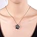 Scheppend Gold Plated Rose Flower Black Paint Rhinestone Crystal Pendant Necklace (Rose Gold)