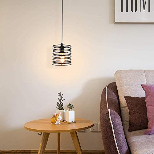 Black Pendant Light Edison Ceiling Hanging JOOSENLUX E26 Vintage Industrial  Farmhouse Pendant Lights Fixtures for Kitchen Island Dinning Room 2 Pack