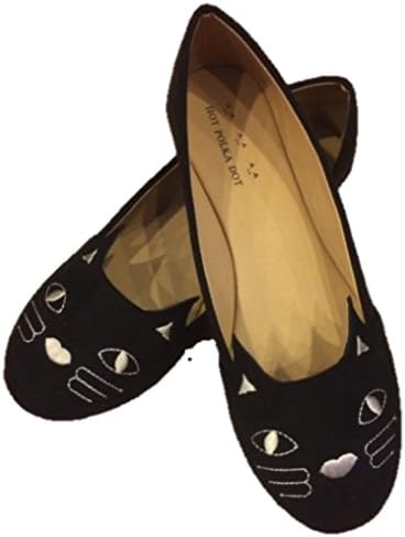 Hot Polka Dot Women's Classy Cat Shoes Microsuede Ballet Flats SIZE 12