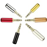 VizGiz 6 Pack Weldable 1/8" 3.5mm Plug Audio Jack Connector 3 Pole Gold-plated Metal Earphone Adapter Soldering & Spring Tool For DIY Stereo Headset Earphone Replacement for Repair Headphone