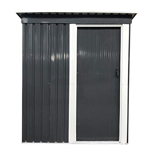 Ainfox Storage Shed, Lawn Garden Toolsheds Durable Paint Finish Steel Backyard Garden Black - Thumbnail 4