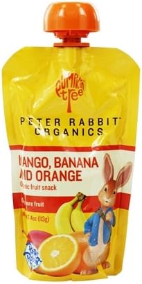 Peter Rabbit Organics - Organic Fruit Snack 100% Pure Mango, Banana and Orange - 4 oz. (Pack of 3)